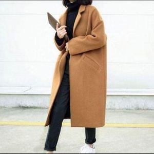 Oversized wool blended long coat